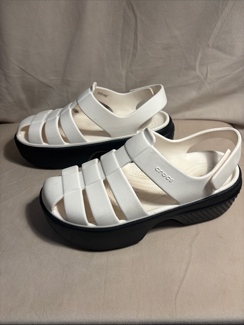 Crocs Stomp White Platform Fisherman Sandal Y2K - Picture 4 of 8
